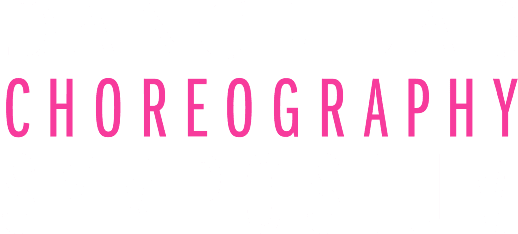 Dance Lab Choreography Symposium Logo Pink and White text on transparent background